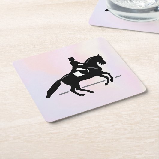 水彩画エレガント面のドレスージライダー スクエアペーパーコースター (アングル)