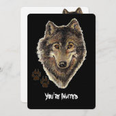 水彩画オオカミの引用野生オオカミの誕生日招待状 招待状 (正面/裏面)