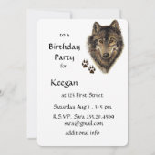 水彩画オオカミの引用野生オオカミの誕生日招待状 招待状 (裏面)