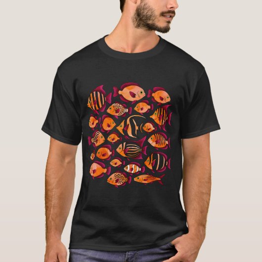 水彩画オレンジ色の魚 Tシャツ (正面)