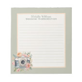 水彩画カメラと花が並ぶ ノートパッド (正面)