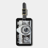 水彩画カメラプロフェッショナル写真家ブシン ラゲッジタグ (正面縦)