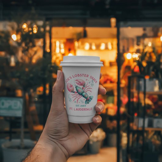 水彩画カラフルロブスターカスタム文字 紙コップ