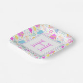 水彩画カラフル色ダービージェリーズ&ハッツモノグラム ペーパープレート (傾斜あり)