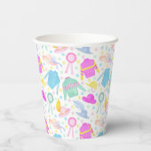 水彩画カラフル色ダービージェリーズ&ハッツモノグラム 紙コップ (裏面)