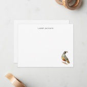 水彩画カリフォルニアウズラ カスタムフラットカード ノートカード (正面/裏面インサイチュ)