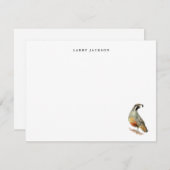 水彩画カリフォルニアウズラ カスタムフラットカード ノートカード (正面/裏面)