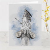 水彩画クラシック像アテナカード カード (黄色い花)