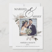 水彩画クリスマスカード Married & Merry 招待状 (正面)