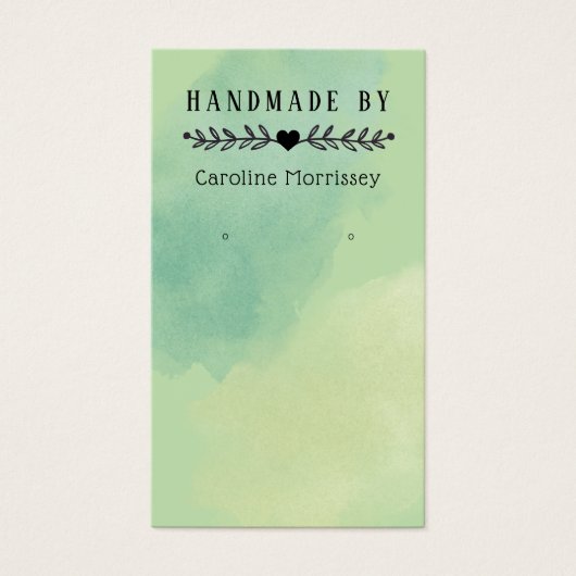 水彩画グリーンイヤリングディスプレイカード (正面)