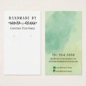 水彩画グリーンイヤリングディスプレイカード (正面&裏面)