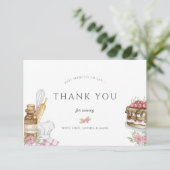 水彩画ケーキの誕生日パーティー サンキューカード (スタンド正面)