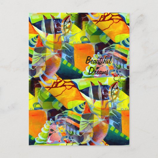 水彩画コンテンポラリー像の鮮やかな夢 ポストカード (正面)