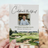 水彩画ゴルフコース写真お祝いオブ・ライフ 招待状