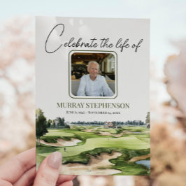 水彩画ゴルフコース写真お祝いオブ・ライフ 招待状