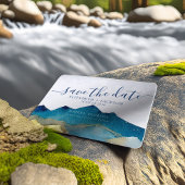 水彩画ゴールデンマウンテン屋外ウェディングフォト セーブザデート