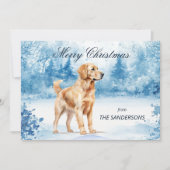 水彩画ゴールデンレトリバー冬のホリデーカード シーズンカード (正面)
