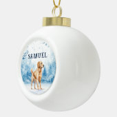 水彩画ゴールデンレトリーバー冬景色 クリスマス セラミックボールオーナメント (右)