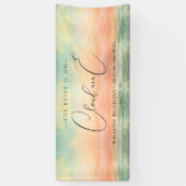 水彩画サンセット クラウドナイン ウェディングシャワー Welcome 横断幕 (縦)