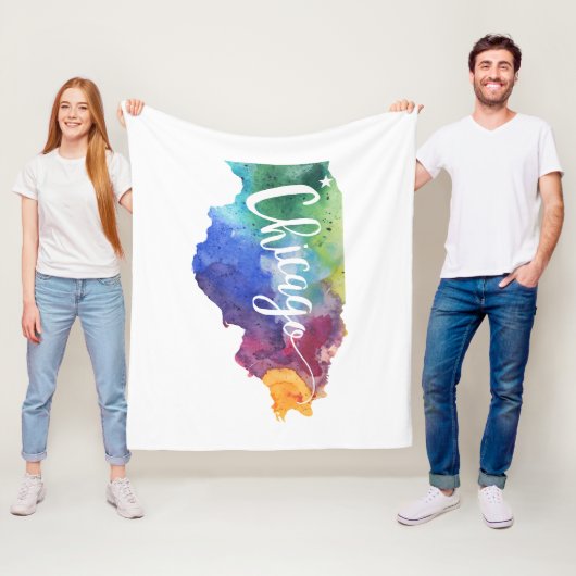 水彩画シカゴ フリースブランケット (インサイチュ)