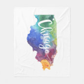 水彩画シカゴ フリースブランケット (正面)