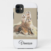 水彩画シールかわいい動物ファミリー名前をカスタムする Case-Mate iPhoneケース (裏面)