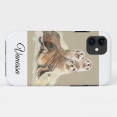 水彩画シールかわいい動物ファミリー名前をカスタムする Case-Mate iPhoneケース (裏面(横))