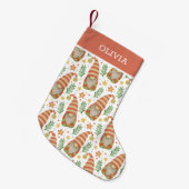 水彩画スカンジナビアの小人 かわいいクリスマス スモールクリスマスストッキング (正面 (吊り時))