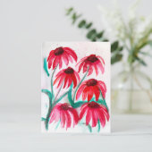 水彩画スタイルのエキナセアの花 シーズンポストカード (スタンド正面)