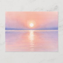 水彩画スタイルの太陽 - 海の風景アート