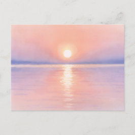 水彩画スタイルの太陽 - 海の風景アート ポストカード
