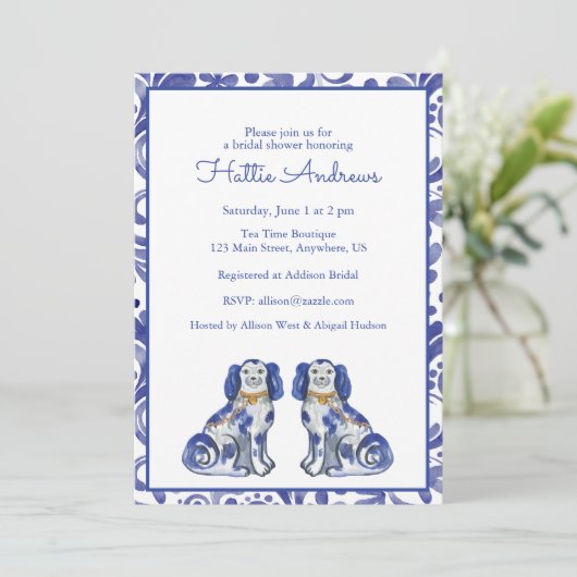 水彩画スタッフォードシャードッグ 招待状 (スタンド正面)