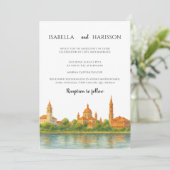 水彩画セントオーガスティン フロリダ スカイライン ウェディング 招待状 (スタンド正面)