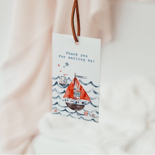 水彩画セーラーバニー航海のメッセージカード ギフトタグ