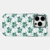 水彩画タートルグリーン+ブルーパターン動物 Case-Mate iPhoneケース (裏面 (横))