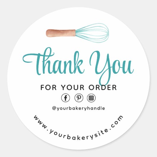 水彩画ティール（緑がかった色）ウィスクベーカリー事業ホームページ ラウンドシール (正面)