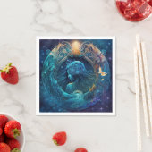 水彩画デザインの水瓶座の星座 スタンダードカクテルナプキン (インサイチュ)