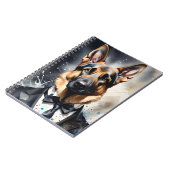 水彩画ドイツの羊飼いタキシードブラックタイ ノートブック (左側)