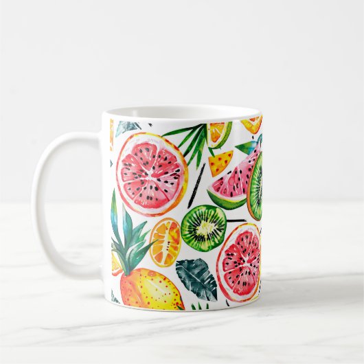 水彩画ドラゴンfruの詳細なパターン コーヒーマグカップ (左)