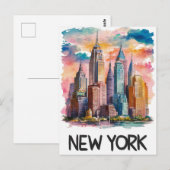 水彩画ニューヨーク ポストカード (正面/裏面)