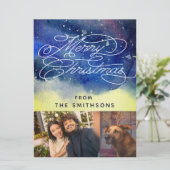 水彩画ネイビーブルー2カスタム枚の写真 シーズンカード (スタンド正面)