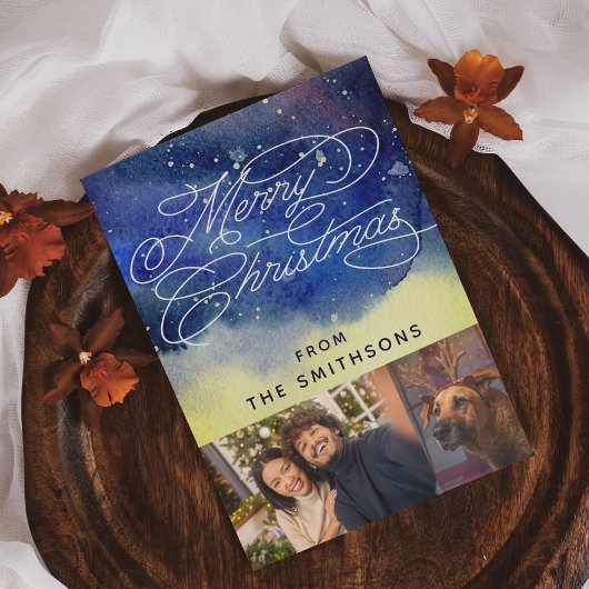 水彩画ネイビーブルー2カスタム枚の写真 シーズンカード