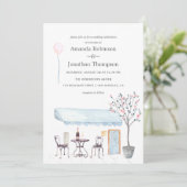 水彩画パリをテーマにしたウェディング招待状 招待状 (スタンド正面)