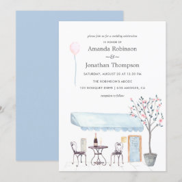 水彩画パリをテーマにした結婚式の招待状 招待状