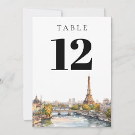 水彩画パリ フランス テーブルナンバー