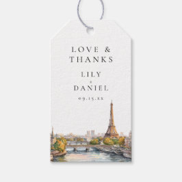 水彩画パリ フランス 結婚式 感謝 ギフトタグ