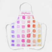 水彩画パーソナライズされた家ピンクエプロン エプロン (正面)