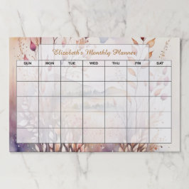 水彩画パーソナライズされた面空白の月プランナー ペーパーパッド