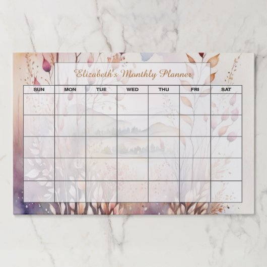 水彩画パーソナライズされた面空白の月プランナー ペーパーパッド (正面)