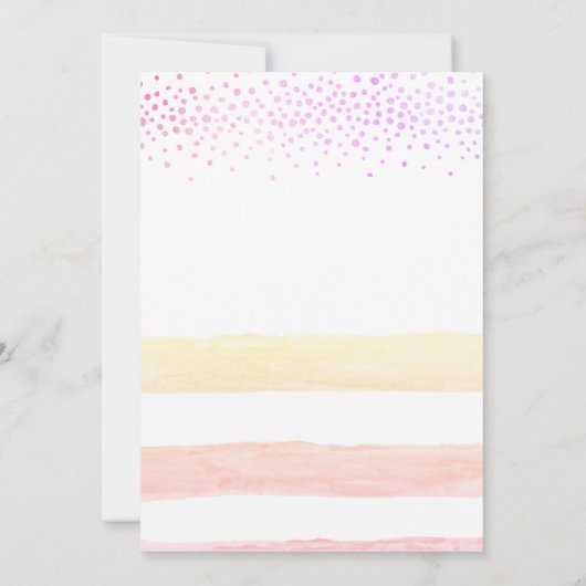 水彩画ピンクのストライプのな50およびすばらしい誕生日 招待状 (裏面)